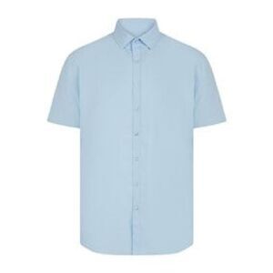 Henbury Mens Cotton Feel CoolPlus Short-Sleeved Shirt / Blue